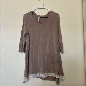 Women's Top with Lace Trim mauve Color Womens xl